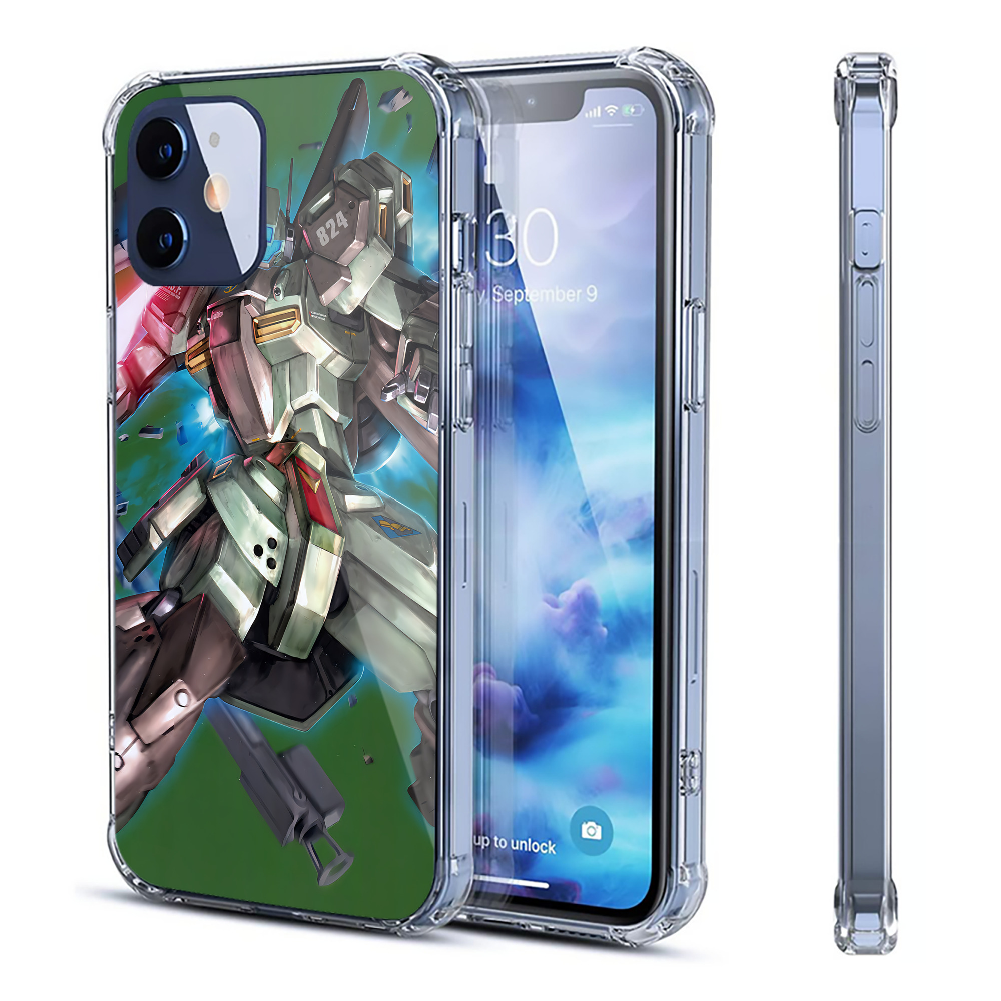 （画像用） 機動戦士ガンダム Mobile Suit Gundam 【iPhone 12シリーズ対応】透明スマホケース（クリアソフトケース）